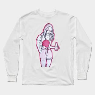 Cool Pink Manga Pop Girl drawing Long Sleeve T-Shirt